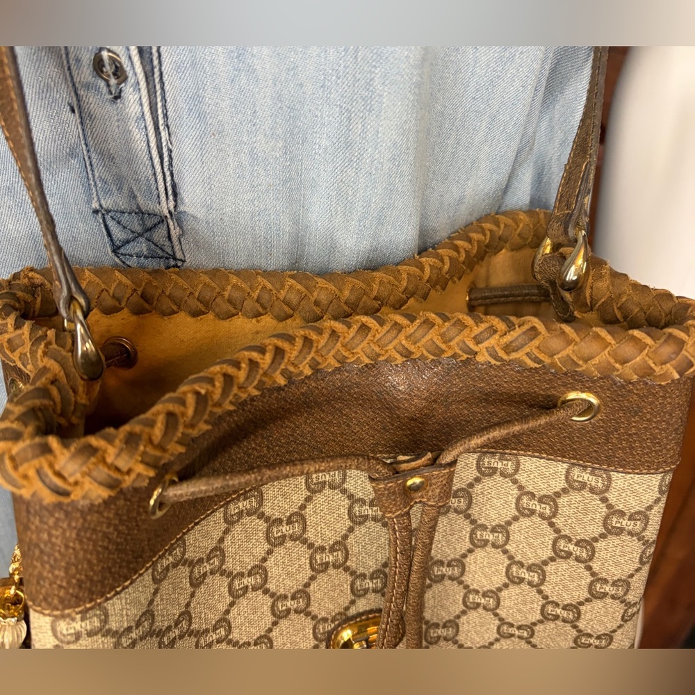 Gucci Bag Bucket Fringe Braided Vintage Gucci Plus Bucket Western Style Boho - Picture 4 of 14